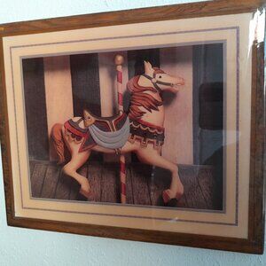Vintage Carousel Lacquered Wood Plaque Wall Art Wall Hanging 9"x10" Horse